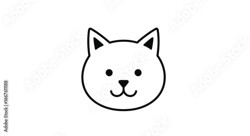 Adorable Minimalist Cat Face Illustration Simple Line Art Design