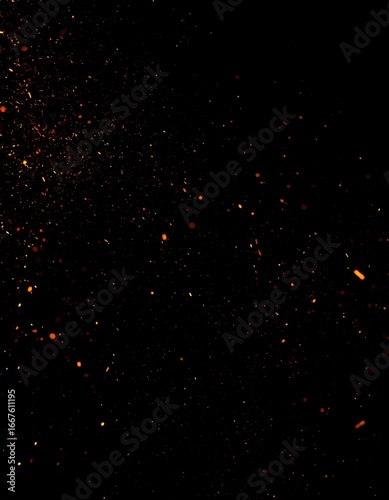 Orange and Gold Sparkles Falling on Black Background