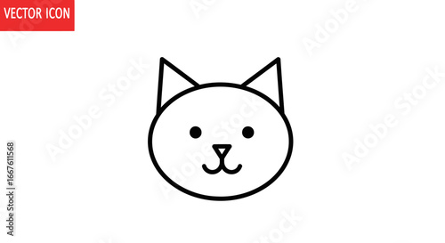 Simple Line Art Cat Face Icon Minimalist Pet Design