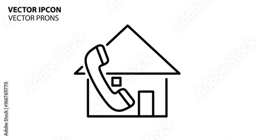 Home Phone Icon Simple Line Art Design for Contact and Support