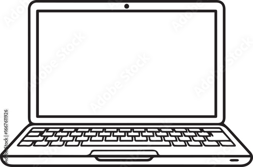 Sleek laptop design perfect for showcasing digital interfaces or website mockups, ideal for tech blogs and app presentations with clean vector lines