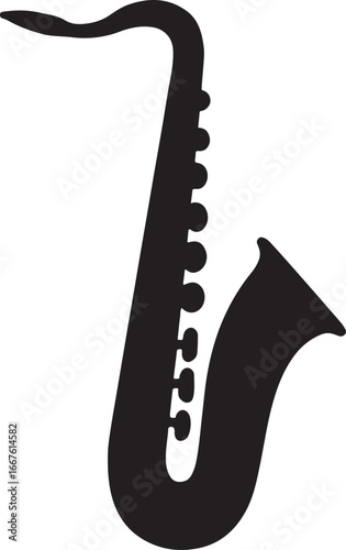 Elegant saxophone silhouette vector, perfect for music, jazz, and instrument designs.