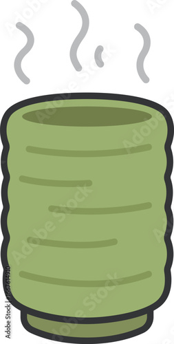 湯気の立つ湯呑みのイラスト｜温かいお茶・緑茶