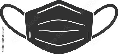 Black and White Medical Face Mask Icon Illustration surgical protection virus covid