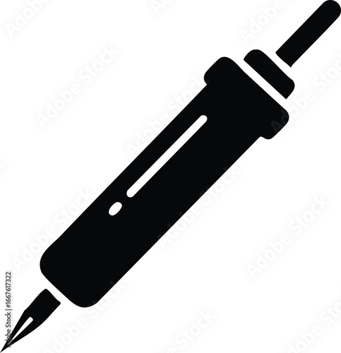 Black Soldering Iron Icon on White tool equipment repair electronics technology hardware