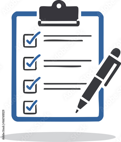 Checklist with Pen and Checked Boxes check mark done completed task list