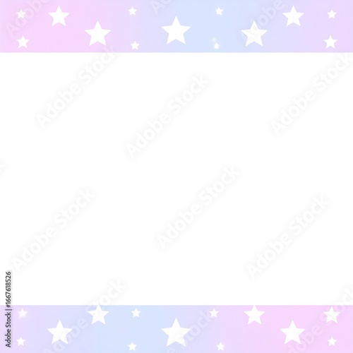 Pastel Star Border Frame, Blank Space, Digital