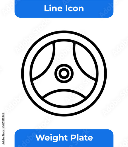Weight Plate for Barbell Vector Icon, Gym and Fitness Line Art Graphic Element for Workout, Modern Exercise and Strength Training Design
