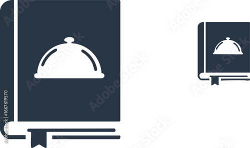 Cookbook Icon Recipe Book with Food Dome Symbol culinary cooking kitchen restaurant