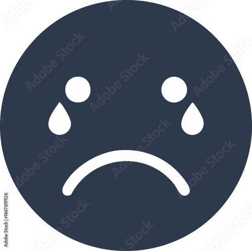 Crying Sad Face Emoji Icon Vector Illustration emoticon graphic symbol expression emotion