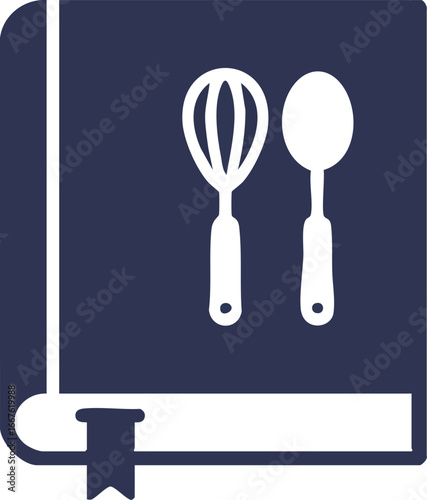 Culinary Cookbook Icon recipe kitchen cooking food recipe book whisk spoon utensils ingredients