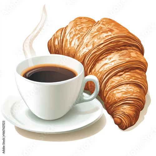 a pastry croissant with coffee