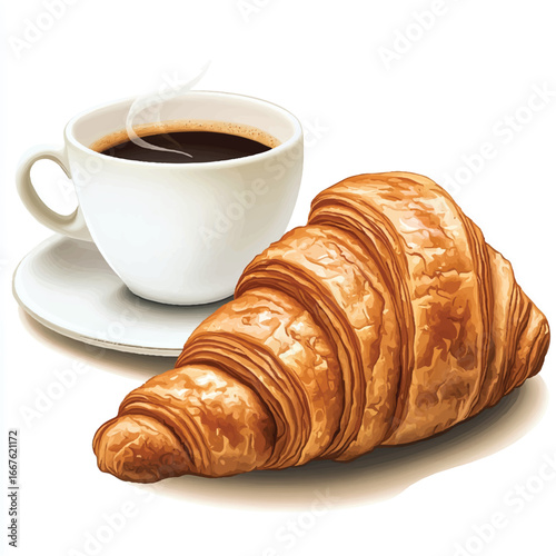 a pastry croissant with coffee
