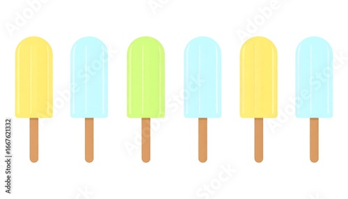 Six Popsicle Treats on White Background