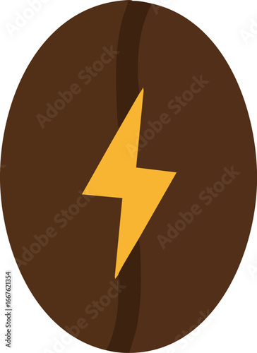 Energized Coffee Bean Icon graphic design energy illustration flat logo symbol caffeine