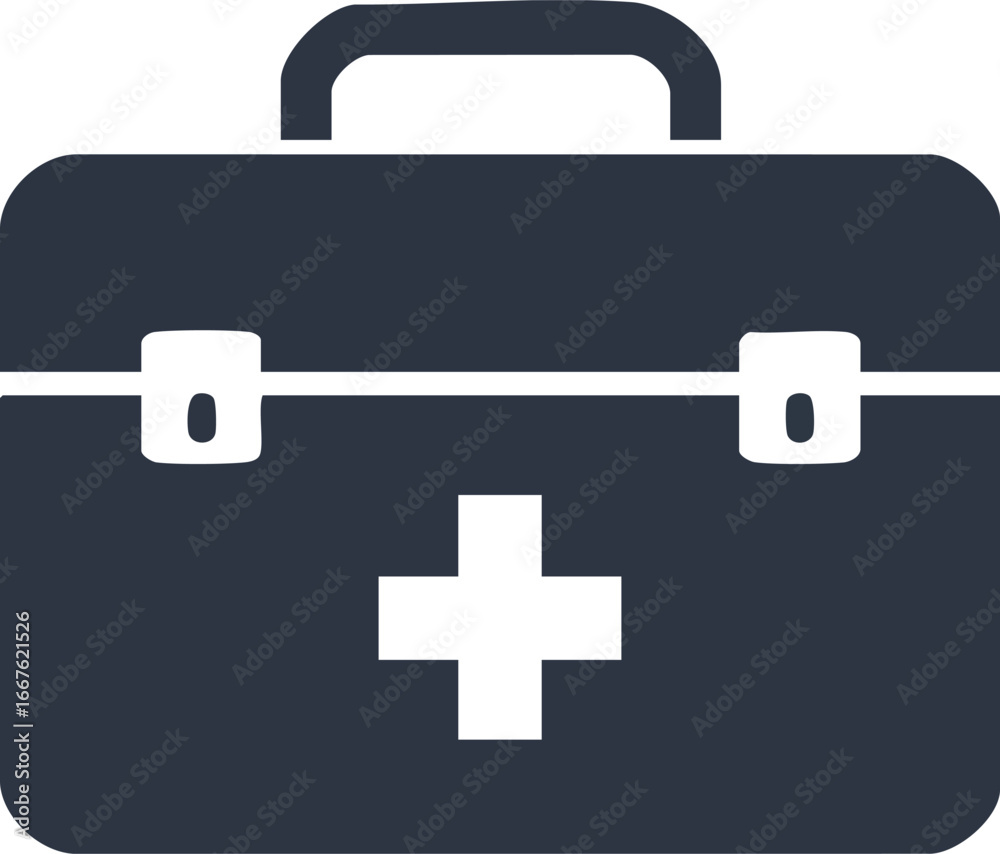 Obraz premium First Aid Kit Icon Vector Illustration medical health emergency help care cross