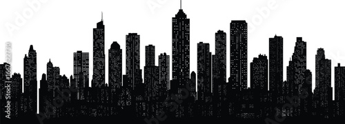 City skyline silhouette, urban cityscape, tall buildings, skyscrapers at night, modern architecture, metropolitan view, city lights, business district