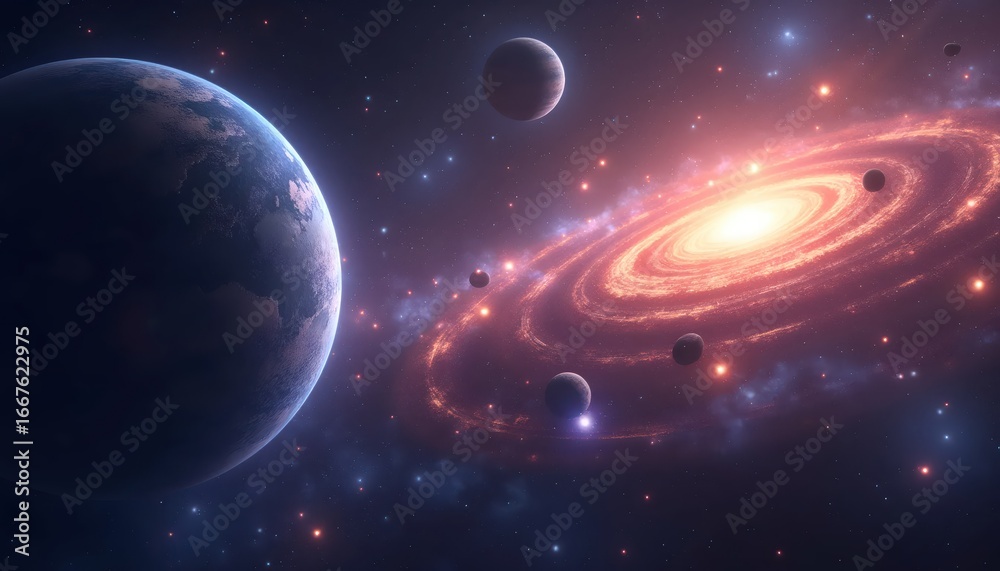 Obraz premium Radiant 3D Galaxy Background Filled with Luminous Celestial Patterns
