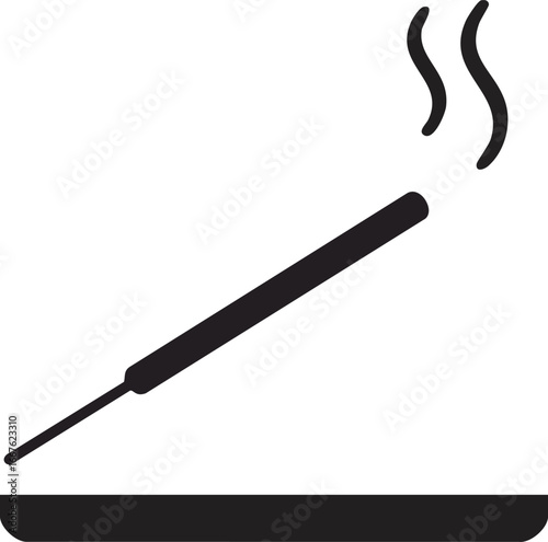 Incense Stick Burning in Holder Icon smoke symbol spiritual religion aromatherapy meditation
