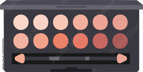 Makeup Palette with Various Shades of Foundation and Applicator cosmetic beauty brush