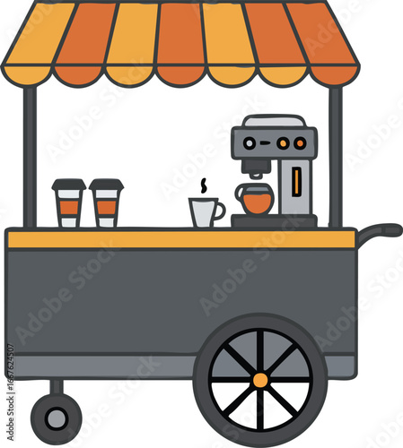 Mobile Coffee Cart Illustration Espresso Machine Icon coffee cart coffee shop cafe beverage drink