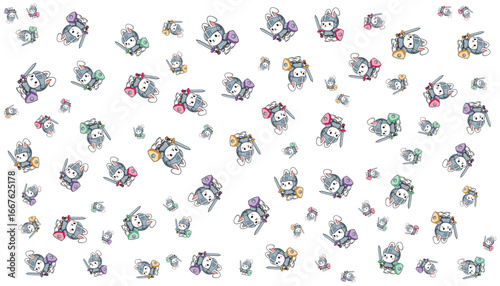 Vector Random Pattern Cartoon Rabbit Knight