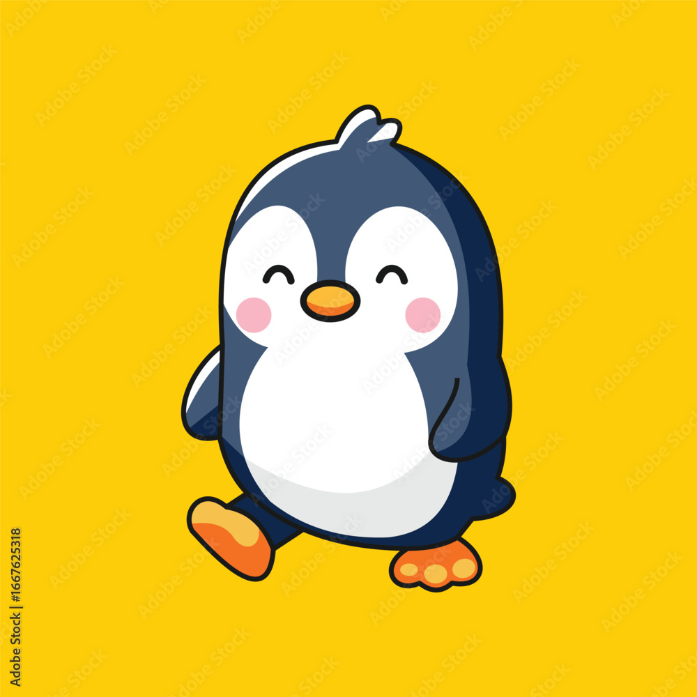 Obraz premium Vector Cartoon Penguin Walking