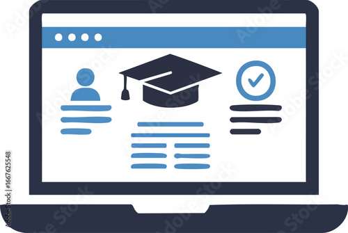 Online Education Platform on Laptop Screen Icon computer display interface symbol digital