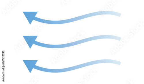 Set of blue arrows showing cold air conditioner direction. Isolated on transparent background element. eps 10.