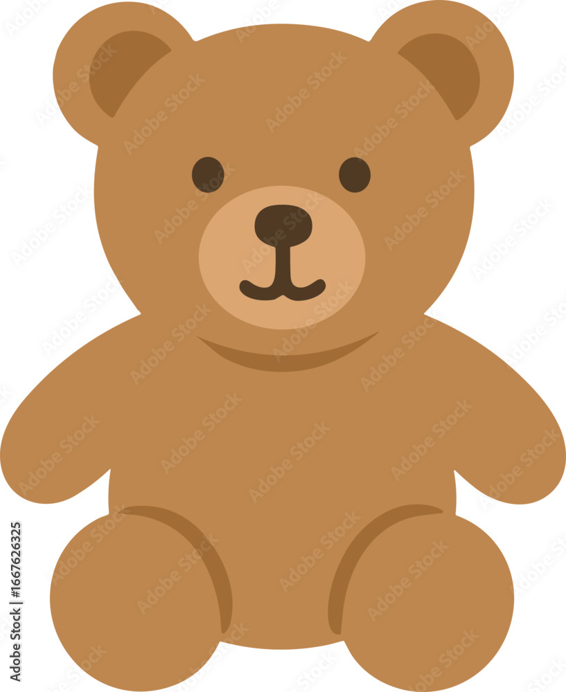Fototapeta premium Simple Cute Teddy Bear Plush Toy Brown Illustration Graphic