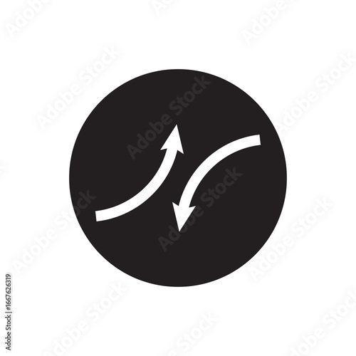 Up and Down sign with green and red arrows vector illustration. Concept of sales bar chart symbol icon with arrow moving down and sales bar chart with arrow moving up.