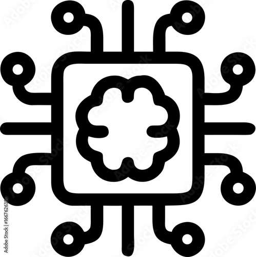 Futuristic ai brain chip with glowing neural network lines