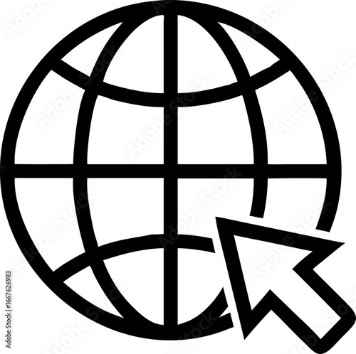 Global internet connection with a digital cursor pointing to it