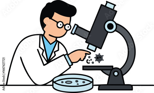 Scientist Using Microscope for Research lab science laboratory experiment analysis discovery technology