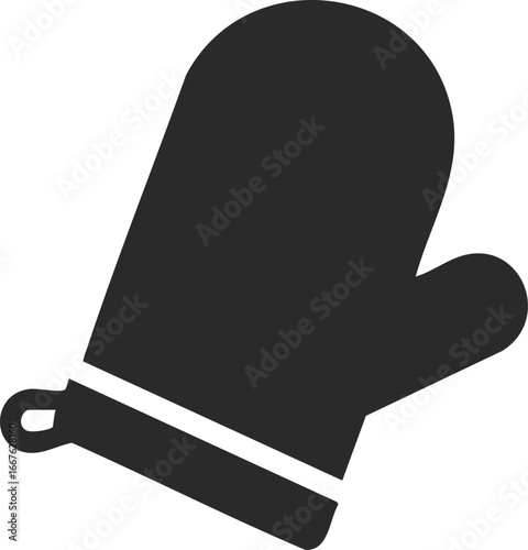 Simple Black Oven Mitt Icon glove cooking baking kitchen heat protection safety