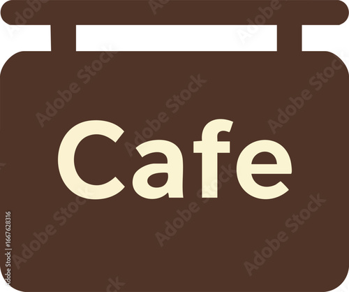 Simple Brown Cafe Sign Icon coffee shop vector illustration menu restaurant food