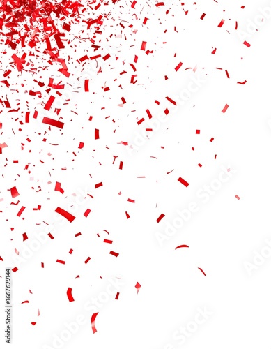 Red Confetti Falling, White Background