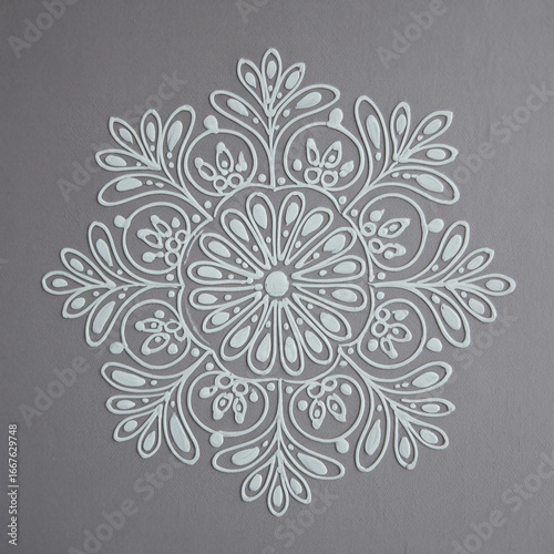 “Hand-Drawn Bengali Alpana on Paper Background”