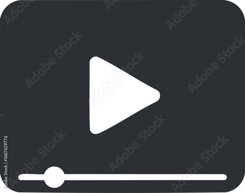 Simple Play Button Icon for Media Player video symbol interface control graphic