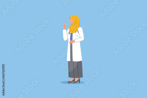 female doctor wearing hijab with hand gesture Vector flat design isolated