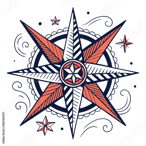 Feathered Compass Rose