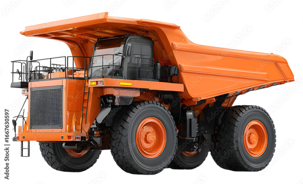 Obraz premium Orange mining haul truck isolated on transparent background