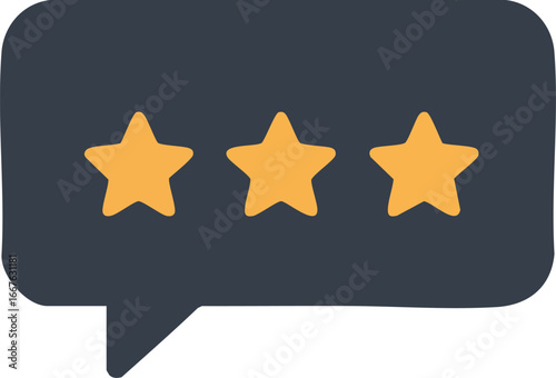 Three Star Rating in Speech Bubble Icon review stars feedback chat comment