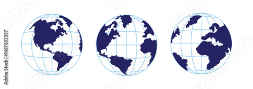 Planet icon set. Global map. Map symbol. international earth globe icon, World globe icon, Line vector