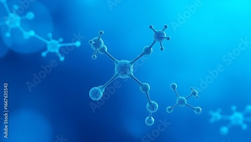 An abstract representation of a molecular structure in cool blue tones, illustrating scientific beauty.