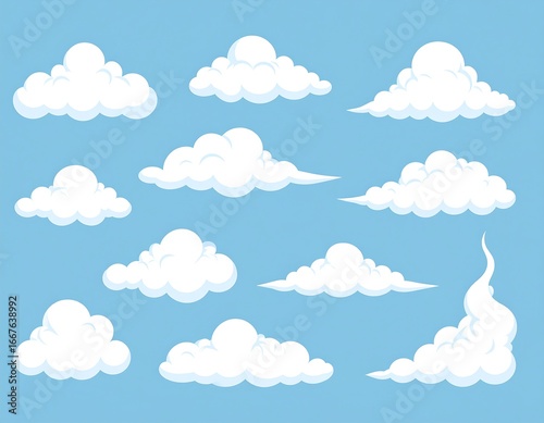 Cartoon clouds in various shapes