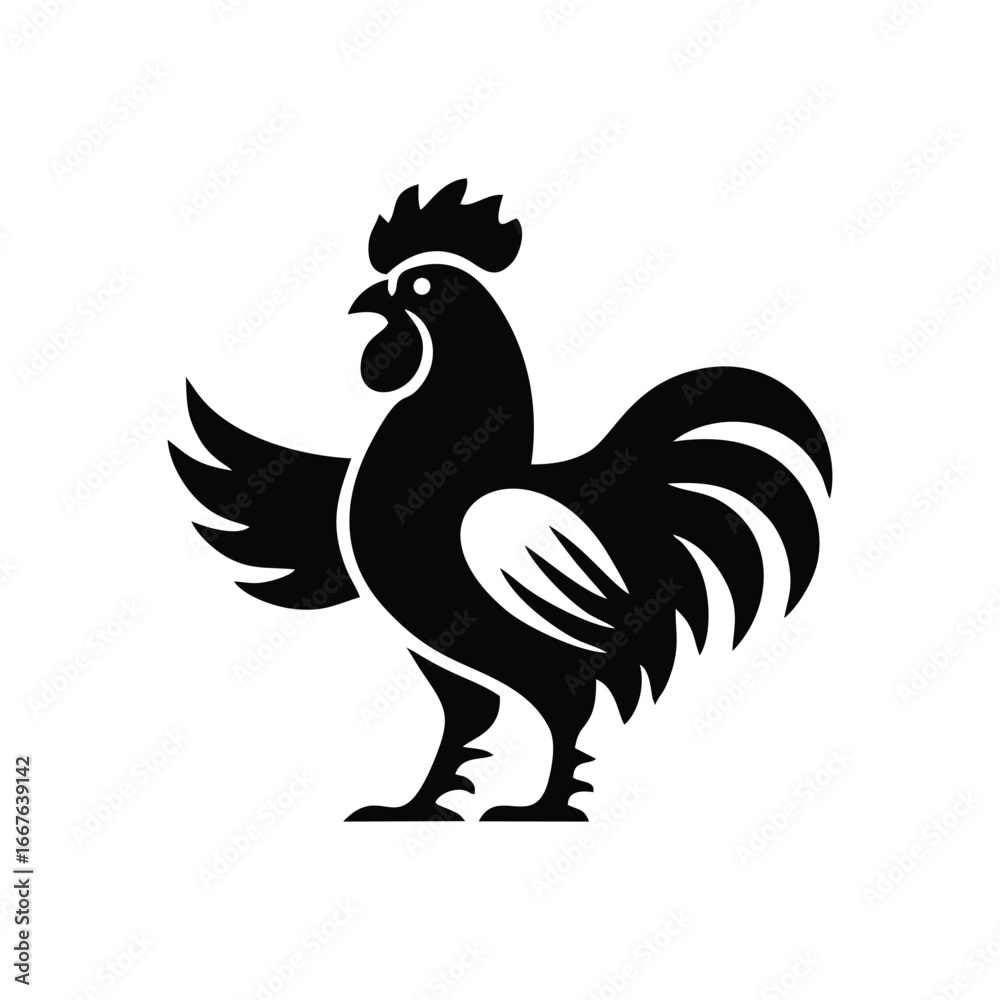 Obraz premium Black Rooster Silhouette Icon Design