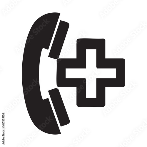 Emergency medical help phone icon vector - call for assistance eps silhouette