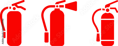 Fire extinguisher safety equipment emergency red icon vector