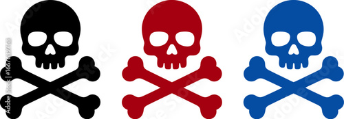 Skull and crossbones vector icons pirate symbol danger sign